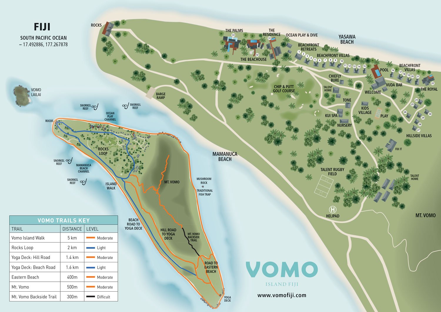 Vomo Map Showing Walking Treks