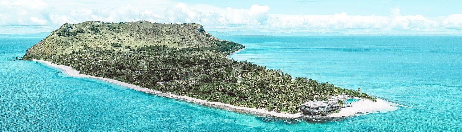 Vomo Island Fiji Aerial View Of Entire Island And Rocks Pool