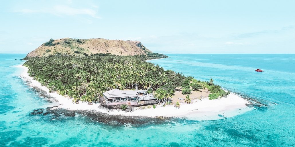 Vomo Island Fiji Resort Aerial View Looking To Rocks Bar