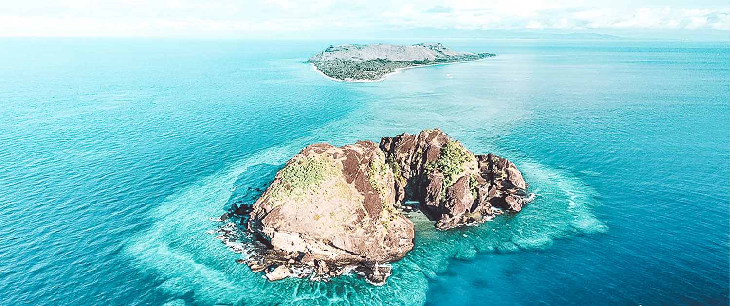 Aerial vomo lalai looking toward main island in background