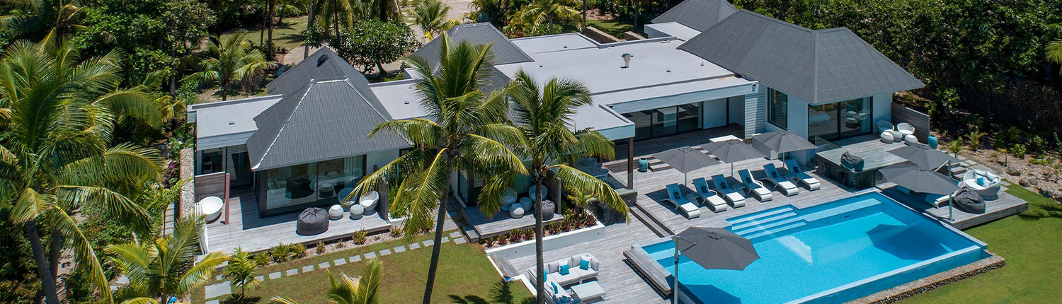 Luxury Fiji Residence - Aerial Pool View Taleitaki Residence - Vomo Island Fiji