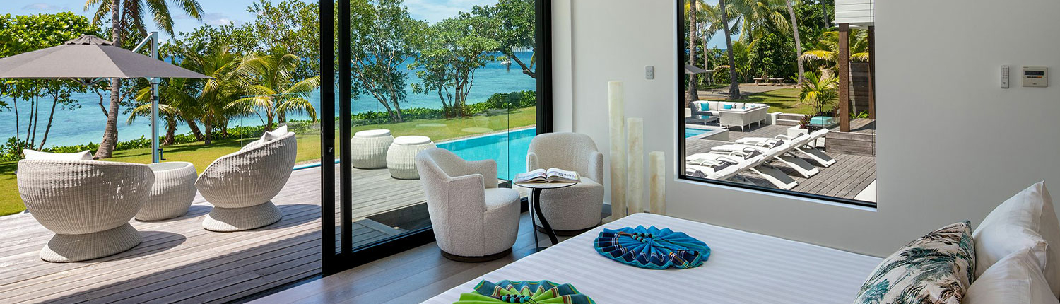 Luxury Fiji Residence - Bedroom View Taleitaki Residence - Vomo Island Fiji