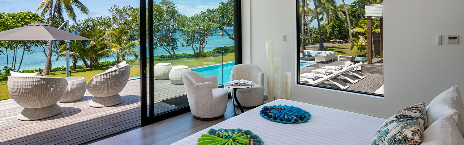Luxury Fiji Residence - Bedroom View Taleitaki Residence - Vomo Island Fiji
