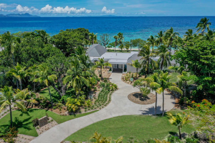 Taleitaki Residence - Front of House Aerial View - Luxury Fiji Accommodation - Vomo Island Fiji