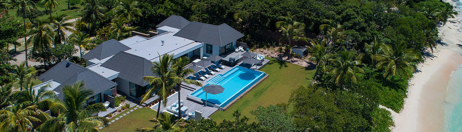 Aerial View Of Pool - Luxury Fiji Accommodation - Taleitaki 4 Bedroom Private Residence - Vomo Island Fiji