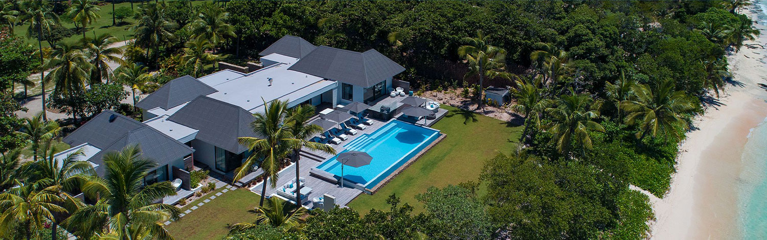 Aerial View Of Pool - Luxury Fiji Accommodation - Taleitaki 4 Bedroom Private Residence - Vomo Island Fiji