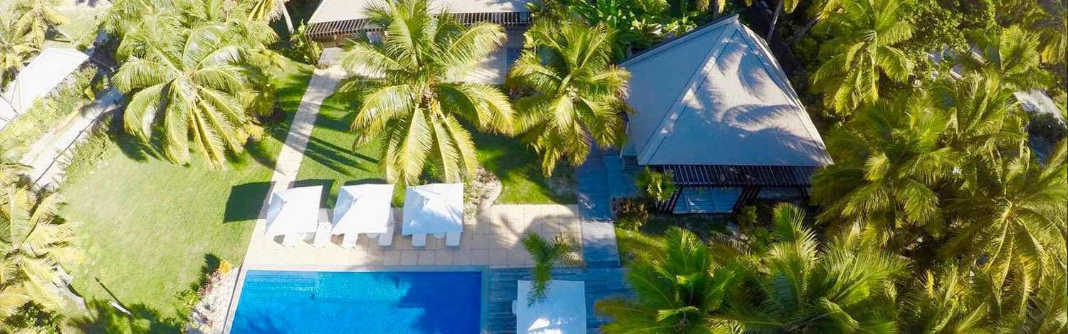 The residence luxury accommodation vomo island fiji aerial of pool and gardens