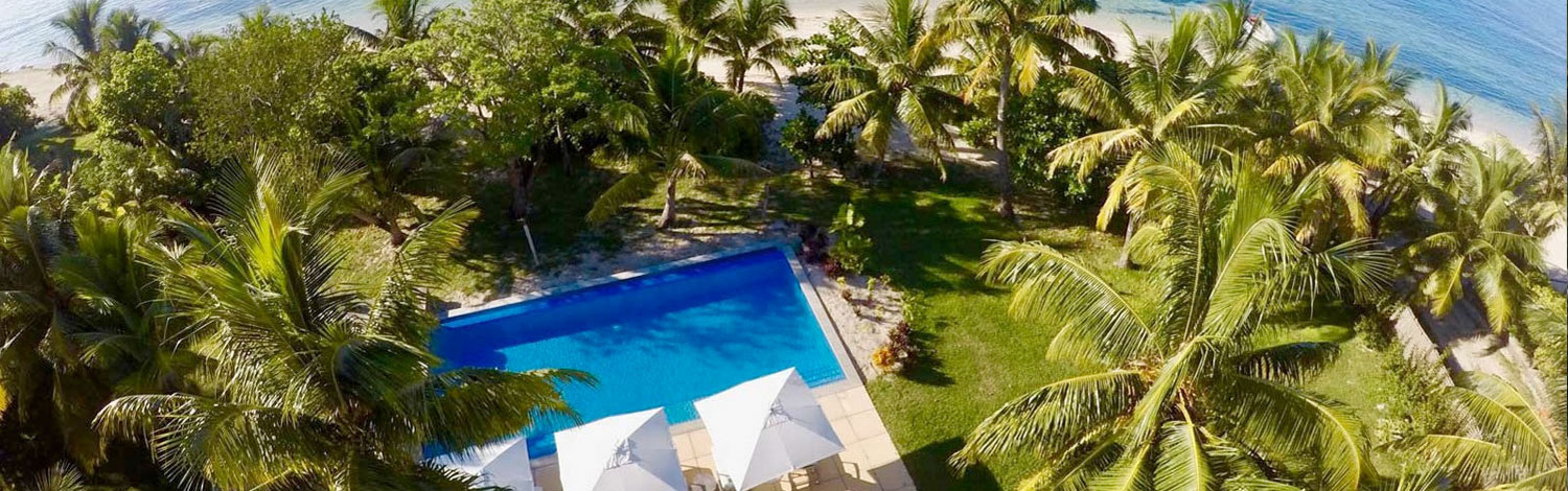 The residence luxury accommodation vomo island fiji aerial of pool and gardens