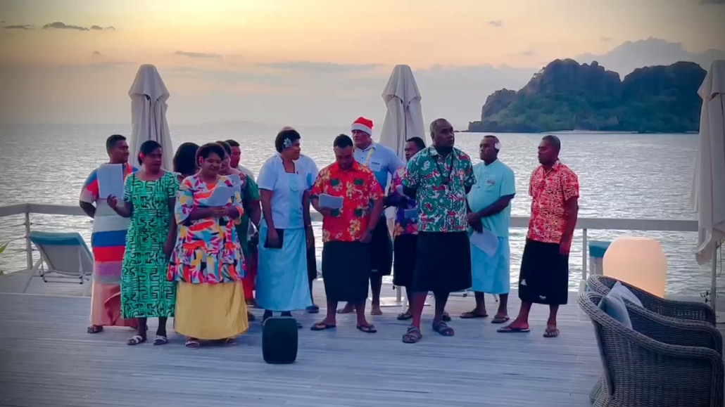 Choir at the rocks vomo island fiji christmas
